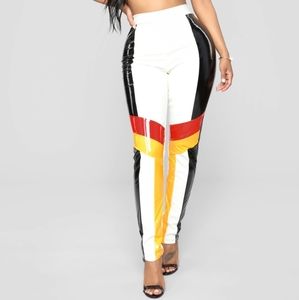 White/black Moto Pants